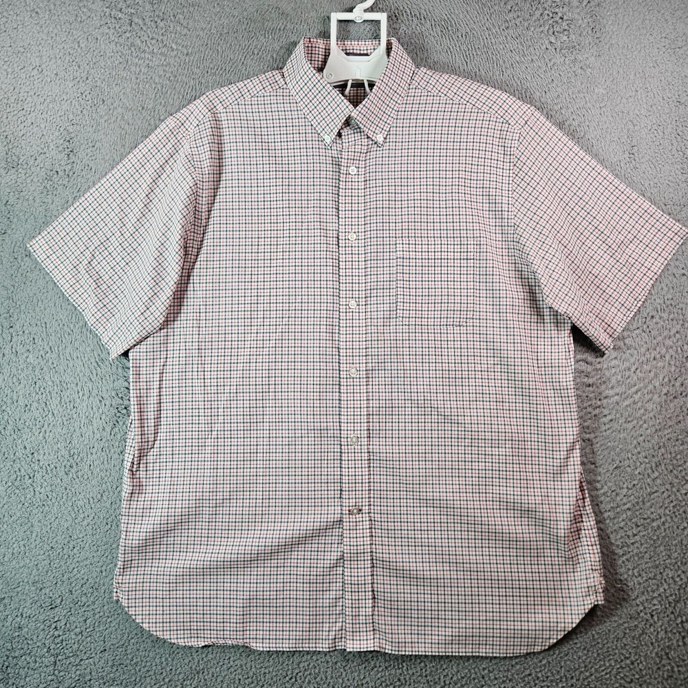 Daniel Cremieux Shirt Men XL Short Sleeve Buton Up Red Black White Plaid